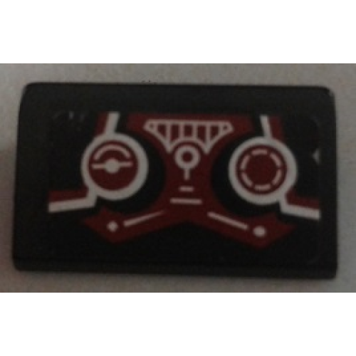 Деталь LEGO 85984pb163 Slope 30 1 x 2 x 2/3 with 2 Dark Red and White Gauges and Control Stick Pattern (Sticker) - Set 70164