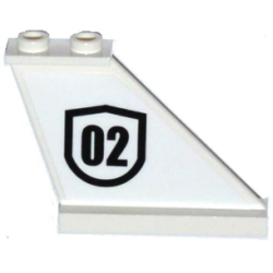 Tail 4 x 1 x 3 with Black '02' Badge Outlined Pattern on Right Side (Sticker) - Set 60129
