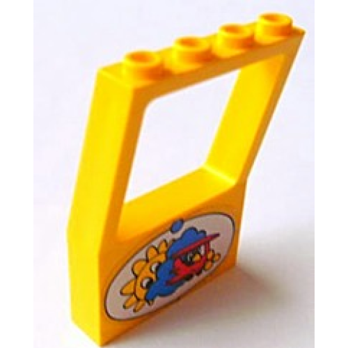 Деталь LEGO 4608pb01 Fabuland Window 2 x 4 x 5 with Square Top with Plane, Clouds and Sun Pattern (Sticker) - Set 3671