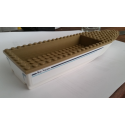 Boat, Hull Unitary 28 x 8 with Dark Tan Top with Dark Blue 'de luxe' and Stripes Pattern on Both Sides (Stickers) - Set 60221