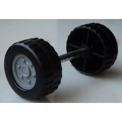 Duplo Wheel Double Assembly with Tread and Metal Axle and Light Bluish Gray Classic Pattern Duplo Wheel Double Assembly with Tread and Metal Axle and Light Bluish Gray Classic Pattern