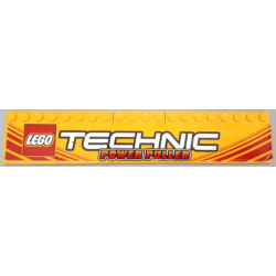 Stickered Assembly 20 x 4 with LEGO TECHNIC Logo and 'POWER PULLER' Pattern (Sticker) - Set 8457 - 5 Tile, Modified 4 x 4 with Studs on Edge
