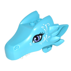 Dragon Head (Elves) Jaw Upper with Medium Lavender Eyes and White Swirls Pattern (Merina)