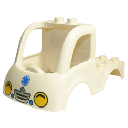 Duplo Car Body Truck 4 x 4 Flatbed with 2 Top Studs, Grille and Headlights, EMT Star of Life Pattern Duplo Car Body Truck 4 x 4 Flatbed with 2 Top Studs, Grille and Headlights, EMT Star of Life Pattern