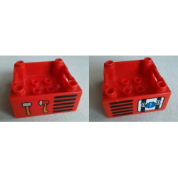 Duplo Container Box 4 x 4 with Studs on Corners with Rescue / Staff of Asclepius and Hammer and Axe Pattern Duplo Container Box 4 x 4 with Studs on Corners with Rescue / Staff of Asclepius and Hammer and Axe Pattern