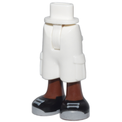 Mini Doll Hips and Trousers Cropped Large Pockets with Molded Reddish Brown Legs and Printed Black Shoes with Light Bluish Gray Laces and Soles Pattern - Thin Hinge