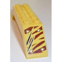 Slope 45 10 x 2 x 2 Double with 4 Rivets and 2 Claw Scratch Marks on Dark Red Tiger Stripes Pattern Model Left Side Back (Sticker) - Set 5885 Slope 45 10 x 2 x 2 Double with 4 Rivets and 2 Claw Scratch Marks on Dark Red Tiger Stripes Pattern Model Left Side Back (Sticker) - Set 5885