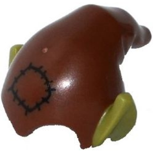 Деталь LEGO 18984pb01 Minifigure, Headgear Hat, Elf Drooping with Molded Olive Green Pointed Ears and Printed Patch Pattern