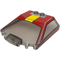 Windscreen 6 x 6 x 1 1/3 Straight Sides with Red Window Frame Outline and Roof and Yellow Stripe Pattern Windscreen 6 x 6 x 1 1/3 Straight Sides with Red Window Frame Outline and Roof and Yellow Stripe Pattern