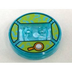 Dimensions Toy Tag 4 x 4 x 2/3 with 2 Studs and Trans-Light Blue Bottom with Orange Magnifying Glass and Medium Azure Question Marks on Lime Background Pattern (Shaggy) Dimensions Toy Tag 4 x 4 x 2/3 with 2 Studs and Trans-Light Blue Bottom with Orange Magnifying Glass and Medium Azure Question Marks on Lime Background Pattern (Shaggy)