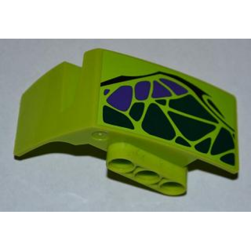 Деталь LEGO 61070pb004 Technic, Panel Car Mudguard Right with Dark Green and Dark Purple Scales Pattern (Sticker) - Set 9445