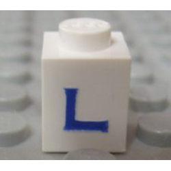 Brick 1 x 1 with Blue Capital Letter L Pattern (Serif Font) Brick 1 x 1 with Blue Capital Letter L Pattern (Serif Font)