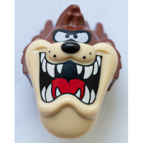 Деталь LEGO 75038pb01 Minifigure, Head, Modified Looney Tunes Taz with Red Tongue, Tan Face and White Teeth Pattern