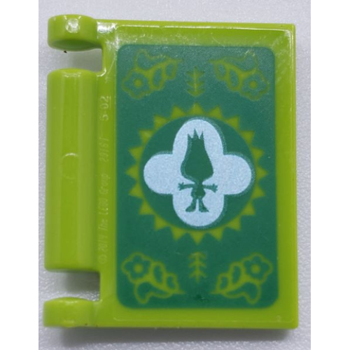 Деталь LEGO 24093pb028 Minifigure, Utensil Book Cover with Green Troll Silhouette on White, Flowers on Green Background Pattern