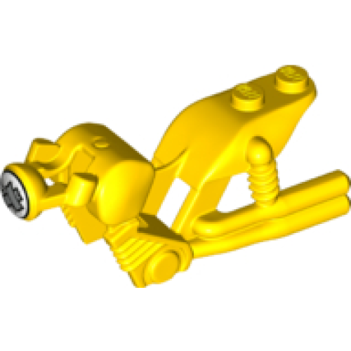 Деталь LEGO 75537pb01 Motorcycle Fairing, Stuntz Dual Exhaust Bike with Silver Tape on White Headlight Pattern