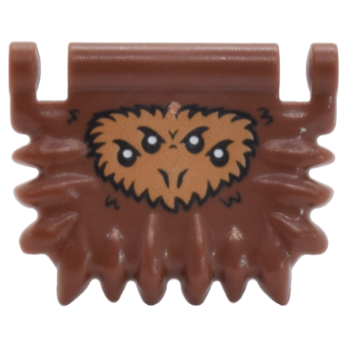 Деталь LEGO 68505pb02 Minifigure, Utensil Book Cover, Fangs Around Edge with Medium Nougat Fur and 4 Black and White Eyes Pattern