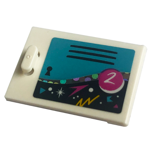 Деталь LEGO 4533pb041 Container, Cupboard 2 x 3 x 2 Door with Locker, Number 2, Black Vent and Keyhole on Medium Azure Background Pattern (Sticker) - Set 41708