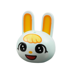 Minifigure, Head, Modified Bunny / Rabbit with Molded Bright Light Orange Inner Ears and Printed Bright Light Yellow Bangs, Large Black Eyes, White Face, Bright Light Orange Nose, Red Open Mouth Smile Pattern Minifigure, Head, Modified Bunny / Rabbit with Molded Bright Light Orange Inner Ears and Printed Bright Light Yellow Bangs, Large Black Eyes, White Face, Bright Light Orange Nose, Red Open Mouth Smile Pattern