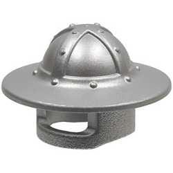 Minifigure, Headgear Helmet Castle Kettle Hat with Chin Guard and Broad Brim - Light Bluish Gray Minifigure, Headgear Helmet Castle Kettle Hat with Chin Guard and Broad Brim - Light Bluish Gray