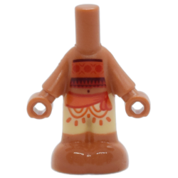 Micro Doll, Body with Molded Tan Pants and Printed Dark Red, Red and Reddish Orange Tube Top and Sash, Sienna Feet Pattern Micro Doll, Body with Molded Tan Pants and Printed Dark Red, Red and Reddish Orange Tube Top and Sash, Sienna Feet Pattern