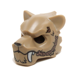 Minifigure, Headgear Mask Tiger with Fur, White Fangs, Copper Chain and Purple Sinew Patches Pattern Minifigure, Headgear Mask Tiger with Fur, White Fangs, Copper Chain and Purple Sinew Patches Pattern