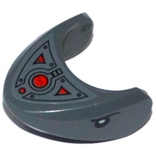 Деталь LEGO 20512pb02 Shark Head with Rounded Nose with Black Eyes, Oscilloscope and Armor Plates Pattern (Sticker) - Set 76027