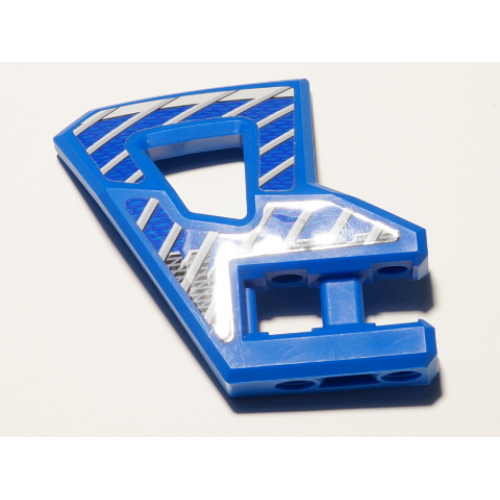 Деталь LEGO 45784pb04 Technic, Panel RC Car Flexible Bumper Right with Gray Stripes on Blue and Black Background Pattern (Stickers) - Set 8369-2 - Blue