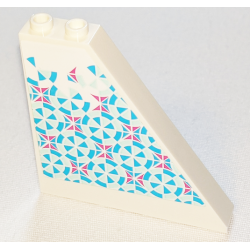 Slope 55 6 x 1 x 5 without Bottom Stud Holders with Dark Pink, Light Aqua and Medium Azure Mosaic Tiles Pattern Model Right Side (Sticker) - Set 41347