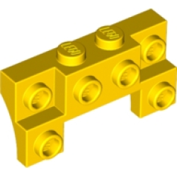 Brick, Modified 2 x 4 - 1 x 4 with 2 Recessed Studs and Thin Side Arches - Yellow Brick, Modified 2 x 4 - 1 x 4 with 2 Recessed Studs and Thin Side Arches - Yellow