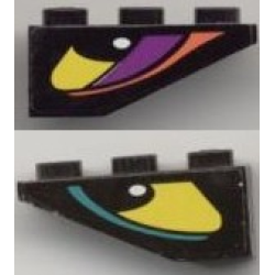 Slope, Inverted 33 3 x 1 with Yellow Eye with Dark Turquoise Stripe Right Pattern, Both Sides Different, Model Right Side (Stickers) - Set 8257 Slope, Inverted 33 3 x 1 with Yellow Eye with Dark Turquoise Stripe Right Pattern, Both Sides Different, Model Right Side (Stickers) - Set 8257