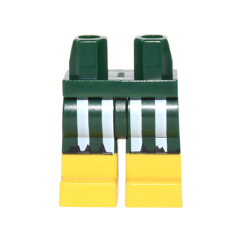 Деталь LEGO 970c00pb0539 Hips and Legs with Molded Yellow Lower Legs / Boots and Printed White Stripes on Tattered Shorts Pattern