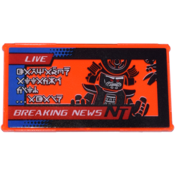Glass for Window 1 x 4 x 6 with Garmadon, 'LIVE', 'BREAKING NEWS NT', Ninjago Logogram 'GARMADON ATTACKS CITY ...AGAIN' Pattern (Sticker) - Set 70657