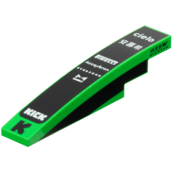 Slope, Curved 6 x 1 with White 'cielo', '安慕希', 'PIRELLI', 'Accelleron', 'EVERDOME', 'MARELLI' and 'KICK' Logos on Black Background, Pixelated Capital Letter K, Stripe and 'WEB EYEWEAR' on Both Sides Pattern Slope, Curved 6 x 1 with White 'cielo', '安慕希', 'PIRELLI', 'Accelleron', 'EVERDOME', 'MARELLI' and 'KICK' Logos on Black Background, Pixelated Capital Letter K, Stripe and 'WEB EYEWEAR' on Both Sides Pattern