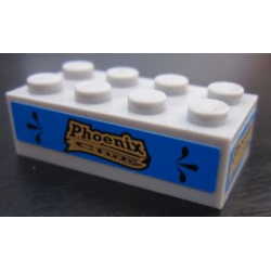 Brick 2 x 4 with 'Phoenix Club' Pattern on Three Sides (Stickers) - Set 8147