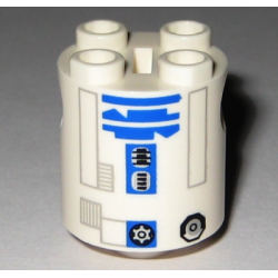 Brick, Round 2 x 2 x 2 Robot Body with Bottom Axle Holder (x Shape / + Orientation) with Light Bluish Gray Rectangle Outlines and Blue Pattern (SW R2-D2 Clone Wars) Brick, Round 2 x 2 x 2 Robot Body with Bottom Axle Holder (x Shape / + Orientation) with Light Bluish Gray Rectangle Outlines and Blue Pattern (SW R2-D2 Clone Wars)