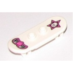 Minifigure, Utensil Skateboard Deck with Black and Dark Pink Winged Heart and Star with Skull Pattern