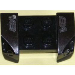 Vehicle, Mudguard 2 x 4 with Headlights Overhang with Silver 'V8' on Black Background Pattern on Both Sides (Stickers) - Set 8151