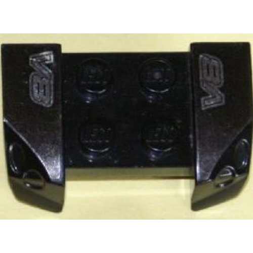 Деталь LEGO 44674pb24 Vehicle, Mudguard 2 x 4 with Headlights Overhang with Silver 'V8' on Black Background Pattern on Both Sides (Stickers) - Set 8151