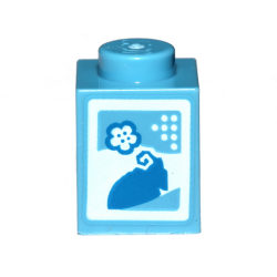 Brick 1 x 1 with Blue SW Bantha and Flower on White Background Pattern (Milk Carton)