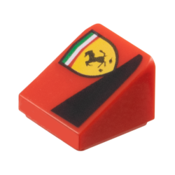 Slope 30 1 x 1 x 2/3 with Ferrari Logo and Black Triangle Pattern Model Left Side