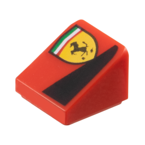 Деталь LEGO 54200pb126L Slope 30 1 x 1 x 2/3 with Ferrari Logo and Black Triangle Pattern Model Left Side