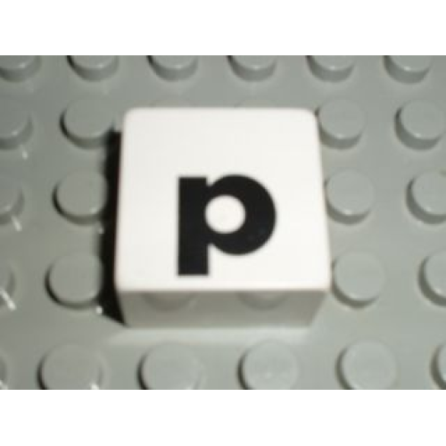 Деталь LEGO 2756pb351 Duplo, Tile 2 x 2 x 1 with Black Lowercase Letter p Pattern