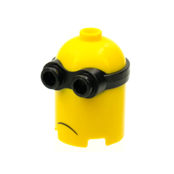 Minifigure, Head, Modified Minion, Extra Tall with Molded Black Goggles and Printed Frown Pattern