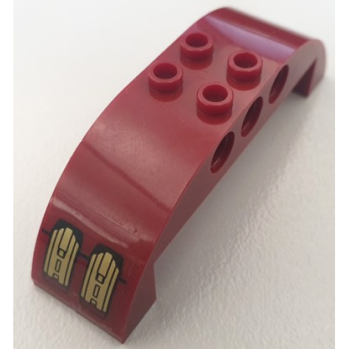 Деталь LEGO 11290pb02 Slope, Curved 8 x 2 x 2 Double with Gold and Dark Red Iron Man Hulkbuster Armor Pattern (Sticker) - Set 76105