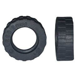 Tire 17.5mm D. x 6mm with Shallow Staggered Treads - Black Tire 17.5mm D. x 6mm with Shallow Staggered Treads - Black