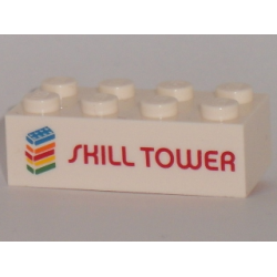 Brick 2 x 4 with Red 'SKILL TOWER' and Stack of Bricks Pattern (Play Day 2018) Brick 2 x 4 with Red 'SKILL TOWER' and Stack of Bricks Pattern (Play Day 2018)