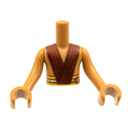 Torso Mini Doll Boy Wide Dark Red V Suspenders, Bright Light Orange Belt Pattern, Medium Nougat Arms with Hands