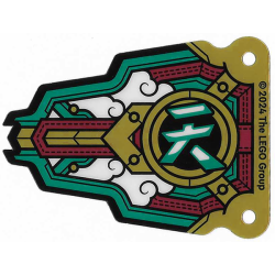 Plastic Part for Set 80051 - Flag with Gold, Dark Turquoise, and Red Trim, White Clouds, and Chinese Logogram '天' (Sky) Pattern Model Right Side