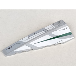 Wedge 10 x 3 Left with Jedi Starfighter White Hull Panels and Dark Green Tapered Stripe Pattern (Stickers) - Set 7868 Wedge 10 x 3 Left with Jedi Starfighter White Hull Panels and Dark Green Tapered Stripe Pattern (Stickers) - Set 7868