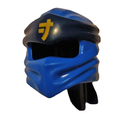 Minifigure, Headgear Ninjago Wrap Type 4 with Molded Dark Blue Headband and Printed Yellow Ninjago Logogram Letter J Pattern